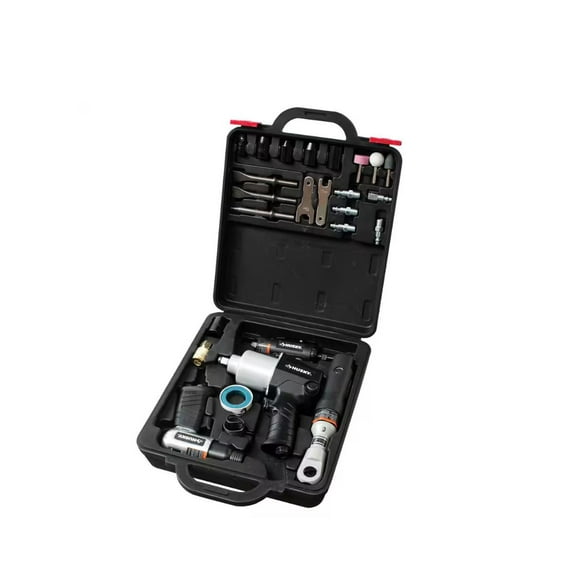 HUSKY 4-Pc Air Tool Kit W/ 1/2-in. Impact, 3/8-in. Ratchet, Die Grinder, Hammer, Sockets, Chisels, Grinding Stones (27-Pieces)