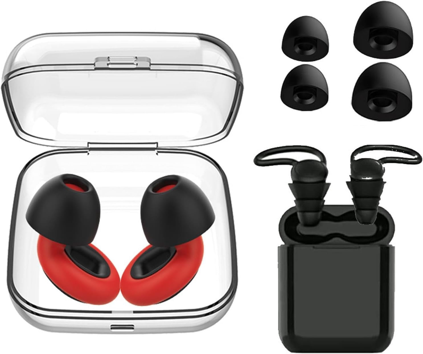 Artevive Moto Earplugs - 27 Db, Ultra-Comfy Reusable Noise-Reducing Earplugs For Sleep, Focus, Super Soft Reusable, Reduce Wind Noise (Black & Red