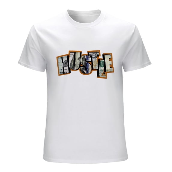 HUSTLE Men’s Graphic T-shirt Vintage Short Sleeve Sport Tee White 4XL