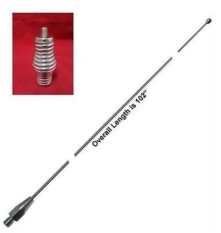 Lot Of 2 Pro Trucker 102" Stainless Steel CB Radio Antenna Whips - 1/4 Wave, Welded Stud, Static Ball Tip, 17-7 Steel
