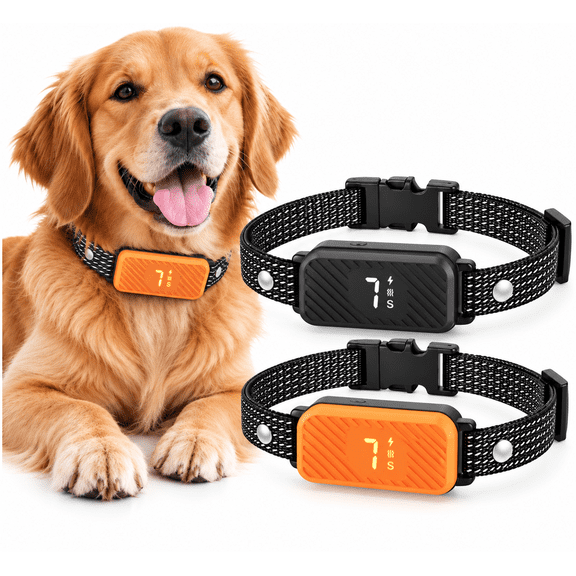 HUTACT Bark Collars for 2 Dogs, Smart Anti-Barking Collar for Large Dogs, 7 Levels 3 Modes, Waterproof Rechargeable Indoor Outdoor Training Dog Collar for Multi-Dog, 2-Pack