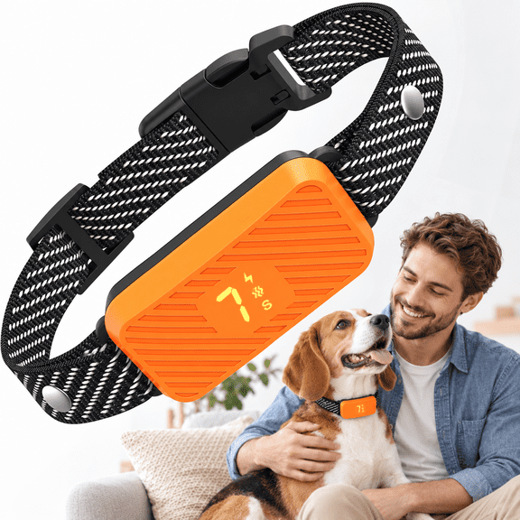 HUTACT Dog Bark Collar for Small Large Dogs, 7 Adjustable Levels 3 Training Modes, Effective Smart Anti-Bark Control Collar, Waterproof Rechargeable Anti Barking Collar Stop Barking, Orange