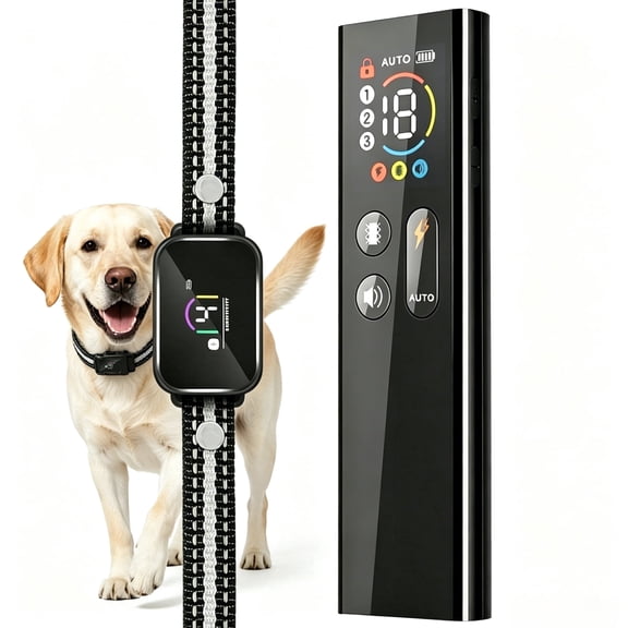 HUTACT Dog Shock Collar, 3300ft Training Collar for Large Dogs, New Automatic Bark Collar, Waterproof Dog Collar, 8 Levels Multiple Modes Shock Collar with Remote Last for 60 Days, Black