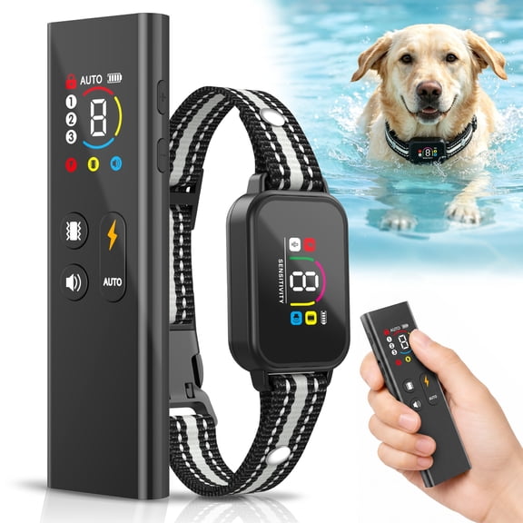 HUTACT Dog Shock Collar, 3300ft Training Collar for Large Dogs, New Automatic Bark Collar, Waterproof Dog Collar, 8 Levels Multiple Modes Shock Collar with Remote
