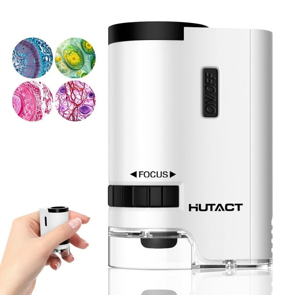 HUTACT Mini Microscope for Kids, Pocket Microscope, Portable Handheld Microscope