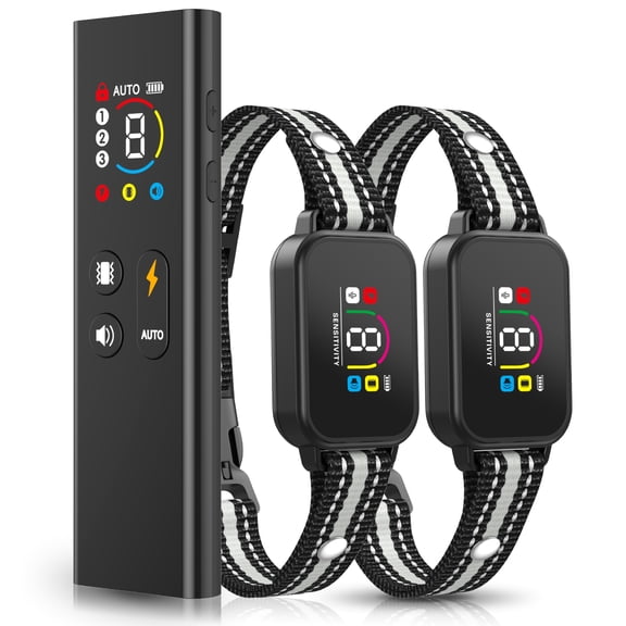 HUTACT Shock Collar for 2 Dogs, 2 in1 Training Collar for Small Medium Large Dogs, 3300ft New Automatic Bark Collar, Waterproof Dog Collar, 8 Levels Modes Shock Collar with Remote, Black