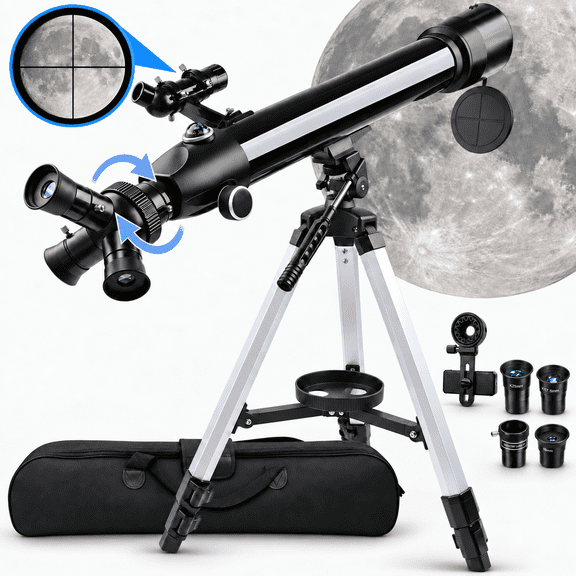 Telescope for Adults with 3 Rotatable Eyepieces, 700mm High Powered Astronomy Refractor Telescope, 70mm Large Aperture HD Optics Telescope for Moon Viewing & Outdoor Scenery Watching