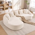 thumbnail image 1 of HUTWIFE Home Modern Luxury Chenille Foam Reclining Curved L-Shape 5-Seater Sofa with Throw Pillows, White, 1 of 9