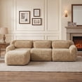 thumbnail image 1 of HUTWIFE Home L-Shaped Plush Reclining Sectional Sofas with 1 Ottoman, Light Khaki, 1 of 10