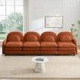 thumbnail image 1 of HUTWIFE 129.1" 4-Seater Teddy Velvet Sofa Orange Modular Couch with Curved Back & Lumbar Pillows, 1 of 9