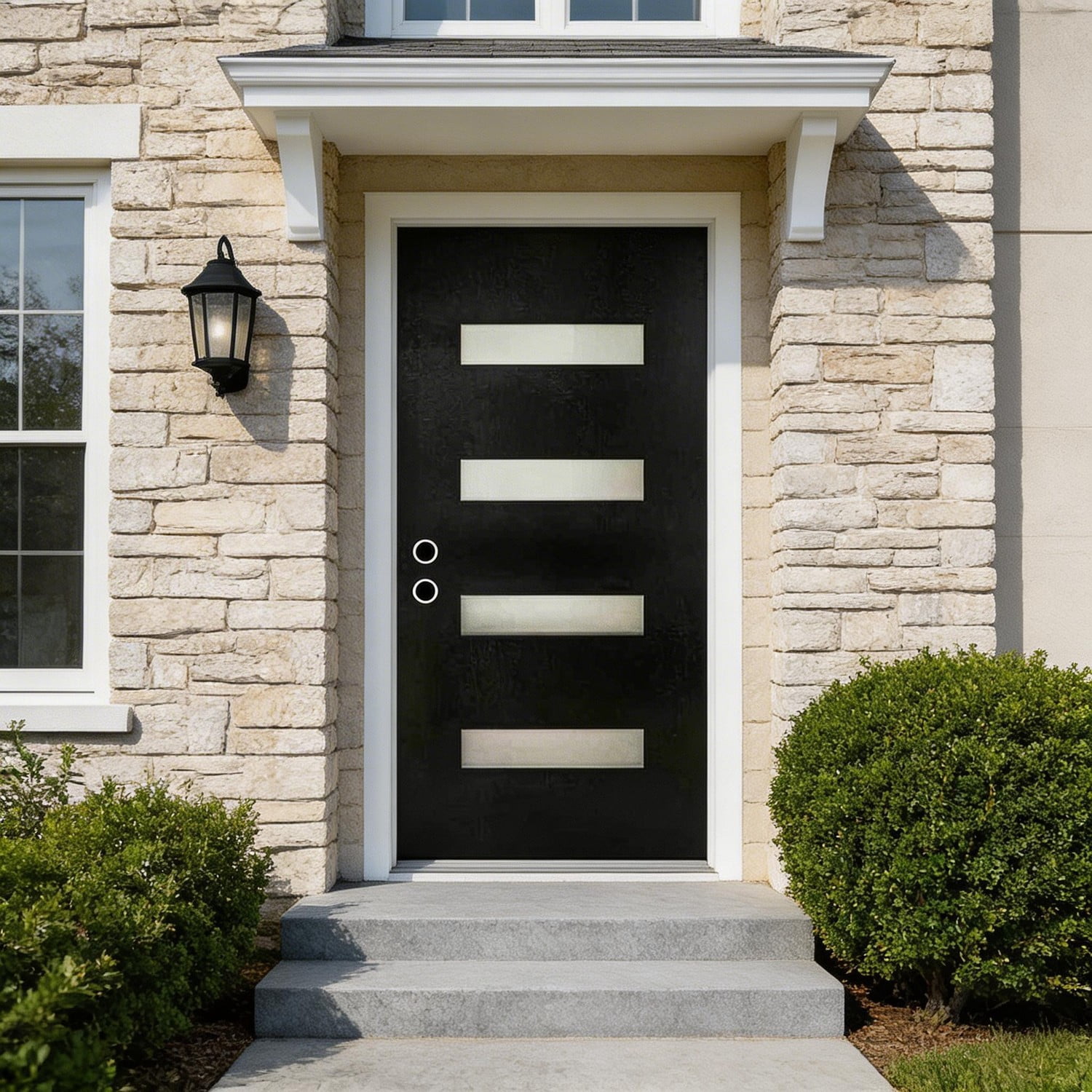 HUTWIFE 32'' x 80'' Fiberglass Exterior Front Door Slab, Black Exterior