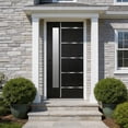 thumbnail image 1 of HUTWIFE 36"x 80" Fiberglass Entry Door with Brickmould, Black Single Front Door with Vinyl Frame, Double-Sided Frosted Glass, for Home House Front Entrance, Right Hand Inswing 4-9/16" Jamb, 1 of 10