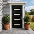 thumbnail image 1 of HUTWIFE 36x80in Fiberglass Door Slab, Black Exterior Door Slab with Pre-Cut Hinge Mortises and Lockset Hole, Left-Hand Inswing, Woodgrain Finish and 4 Lite Frost Glass, 1 of 9