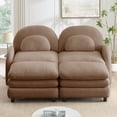 thumbnail image 1 of HUTWIFE 68.5" 2-Seater Teddy Velvet Couch, Camel Modular Sofa with Two Ottoman, Curved Back & Lumbar Pillows, 1 of 9
