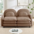 thumbnail image 1 of HUTWIFE 68.5" 2- Seater Teddy Velvet Sofa Camel Modular Couch with Curved Back & Lumbar Pillows, 1 of 9