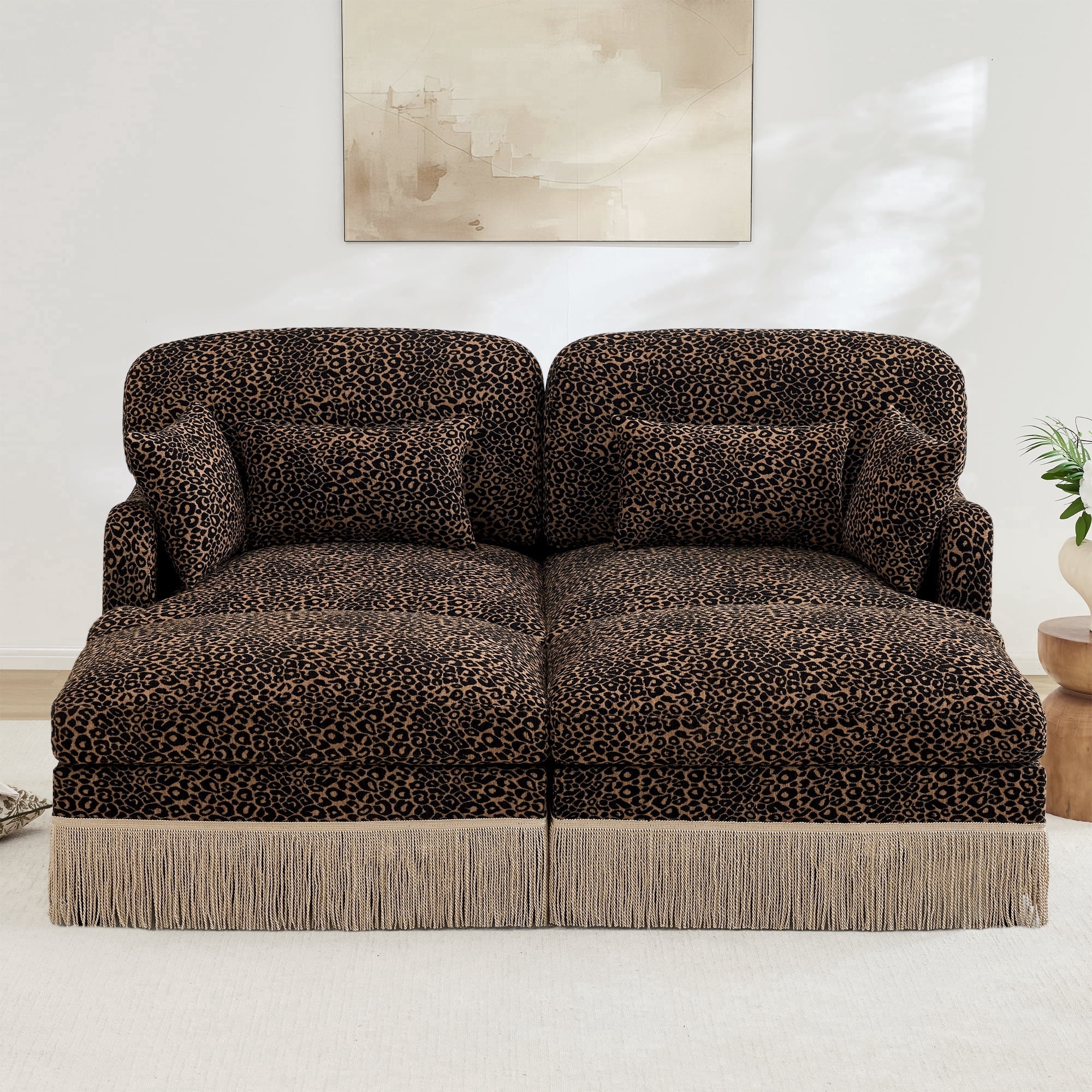 HUTWIFE Home Leopard Print Chenille Deep Seat and Modular Sectional