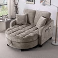 thumbnail image 1 of HUTWIFE 42" Chenille Cloud Boneless Curved Chaise Lounge Chair with Ottoman, Brown for Living Room Bedroom Apartment, 1 of 9