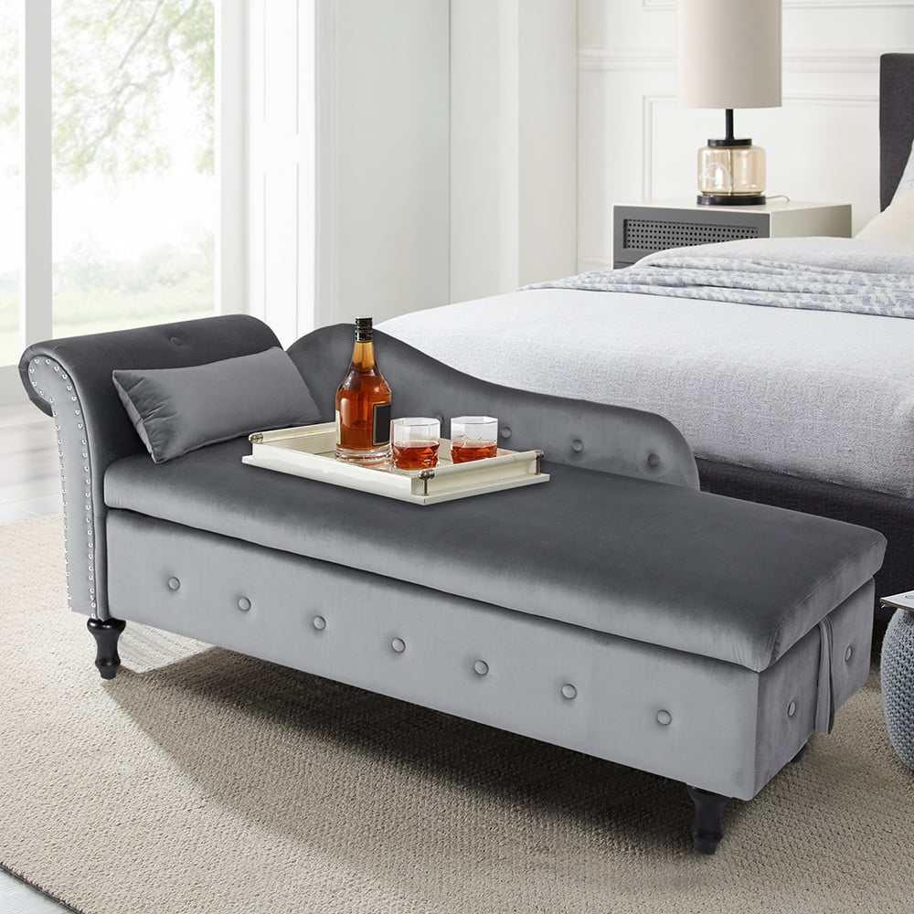 HUTWIFE Velvet Storage Benches End of Bed 50" Rolled Arm Bedroom