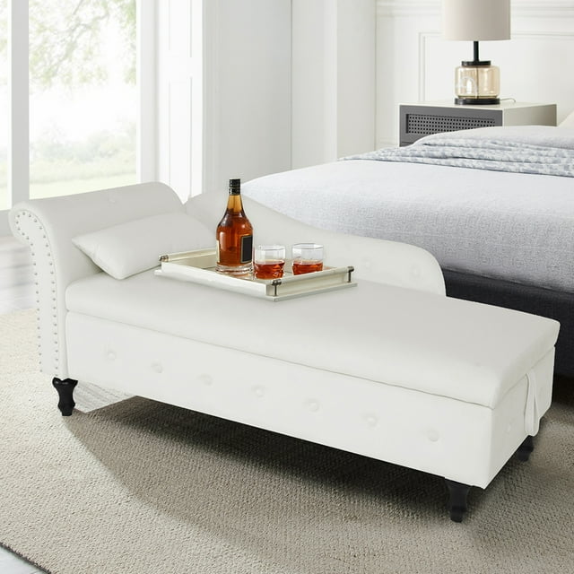 HUTWIFE Velvet Storage Benches End of Bed 50" Rolled Arm Bedroom