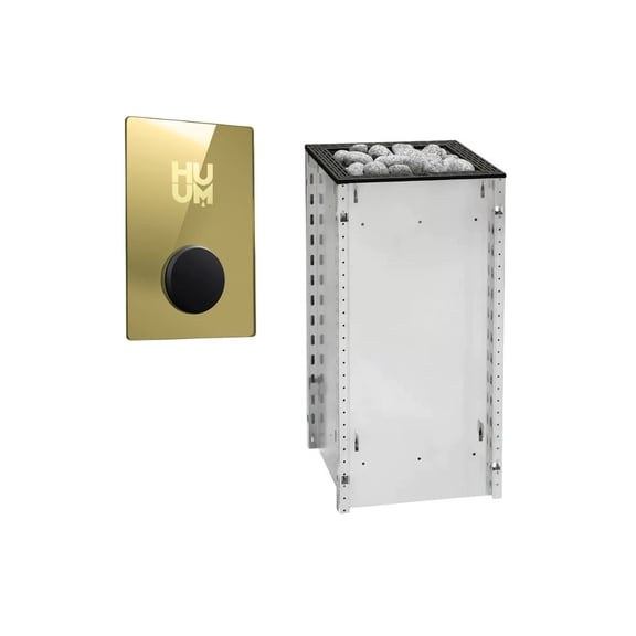 HUUM CORE6 UF 6kW Series, Sauna Heater, Customizable Exterior with UKU Wifi, Gold, Black Inlay (Sauna Stones Included)