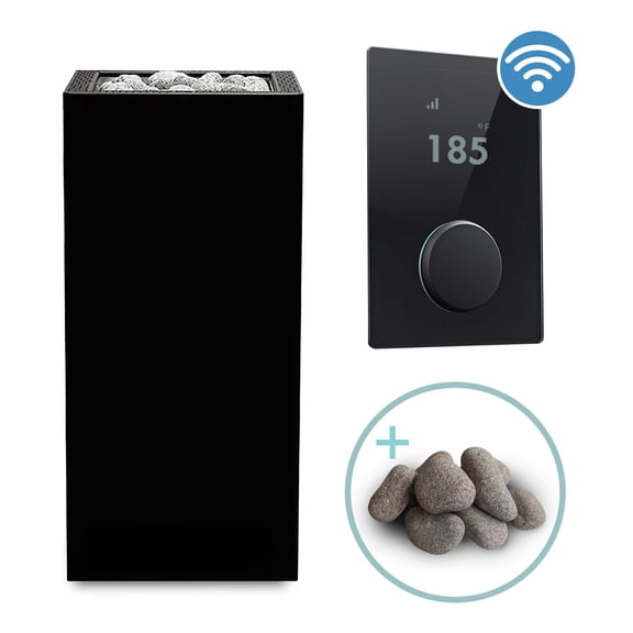 HUUM CORE9 9kW Series, Sauna Heater, Black Exterior with UKU Wifi Control, Glass (Sauna Stones Included)