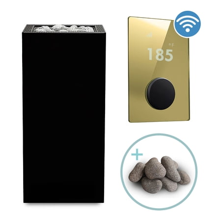 HUUM CORE9 9kW Series, Sauna Heater, Black Exterior with UKU Wifi Control, Gold (Sauna Stones Included)