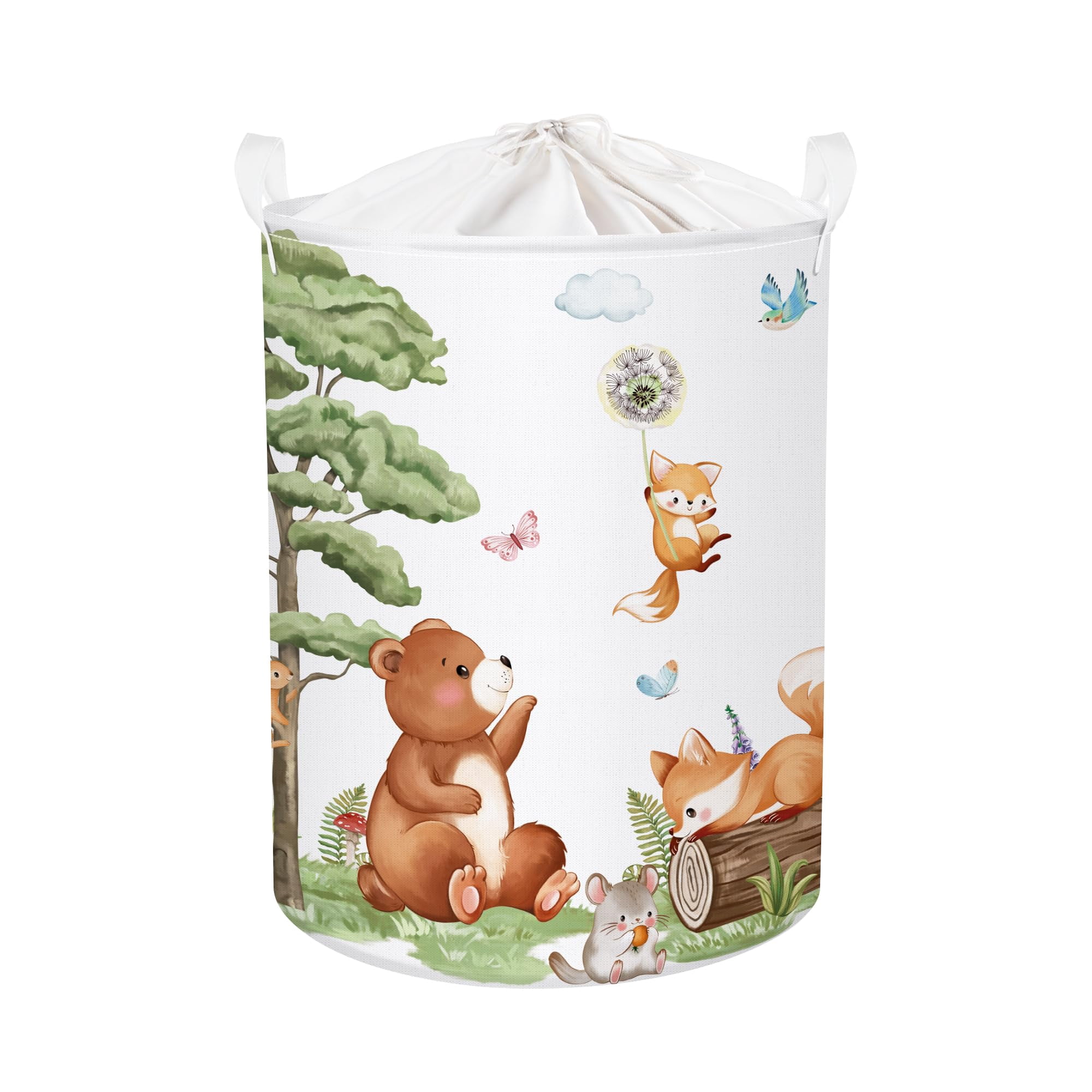 HUUMONSS Forest Animals Baby Laundry Hamper Collapsible Clothes Kids Storage Basket Bear Fox Large Boys Girls Gift Toy Box Bin for Nursery, Deer, 36L