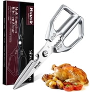 HUUSK Kitchen Scissors All Purpose - Stainless Steel Kitchen Shear, Sharp Silver Meat Scissors Dishwasher Safe, Heavy Duty Poultry Shears, Japanese Cooking Scissor for Food, Gifts for Women