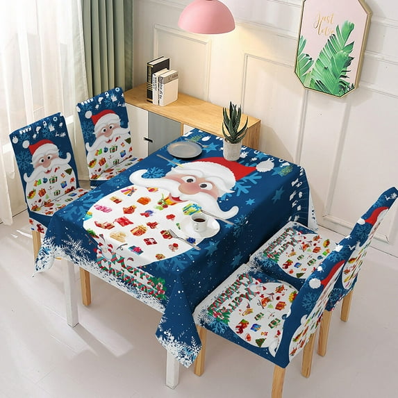 HUUXIW 70x55in Christmas Themed Table Cloth Home Party Dining Table Cover Printed Tablecloth Holiday Ornament