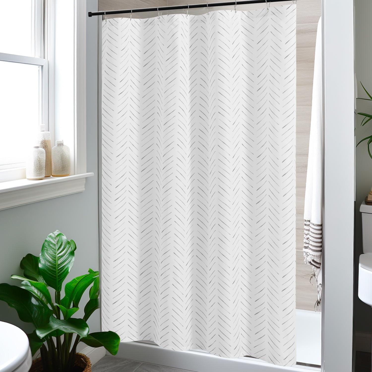 Gray White Shower Curtainnull