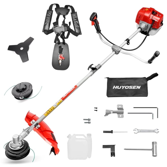 Gas Powered Weed Wacker 2 Cycle 51.7CC Cordless Brush Cutter Straight Shaft Gasoline Weed String Trimmer for Lawn and Grass