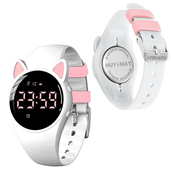 HUYVMAY Fitness Tracker Pedometer Watch,No App No Bluetooth,1 Hour Charging for 20 Days Use, IP68 Waterproof Activity Tracker for Girls Boys Teens Students Watch with Alarm Clock Step Counter