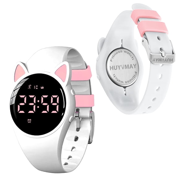 HUYVMAY Fitness Tracker Pedometer Watch Without App/Bluetooth,1 Hour Charging for 30 Days Use, IP68 Waterproof Sports Watch with Step Counter Alarm Clock Timer for Girl Boy Kids 3-15 Years