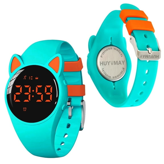 HUYVMAY Kids Fitness Pedometer Watch No Need App, 1 Hour Charging for 20 Days Use, IP68 Waterproof LED Digital Watch with Alarm Clock Step/Distance/Calories Counter for Girls Boys Teens Students