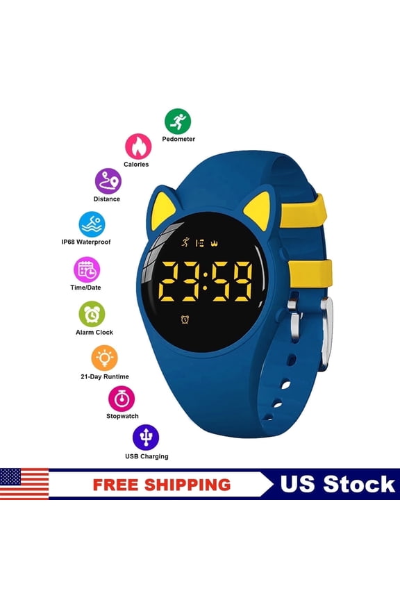 Fitness Tracker Pedometer Watch Without App/Bluetooth,1 Hour Charging for 30 Days Use, IP68 Waterproof Sports Watch with Step Counter Alarm Clock Timer for Girl Boy Kids 3-15 Years