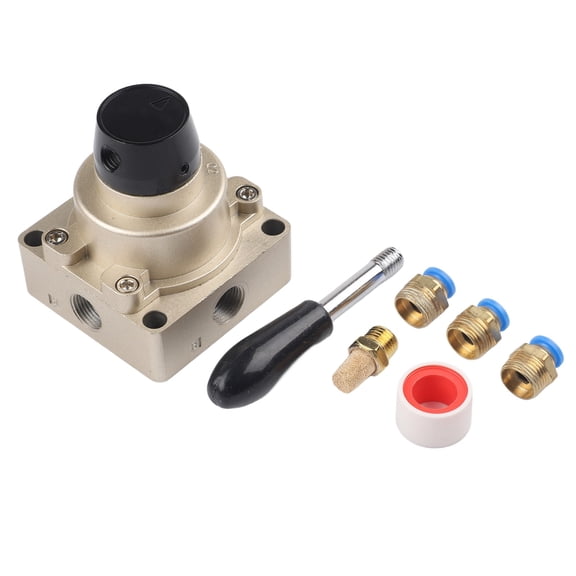 HV-03 Pneumatic Rotary Hand Valve 3/8 NPT for Air Flow Control, Aluminum Alloy Manual Lever Switch for Cylinder Actuator Reversing