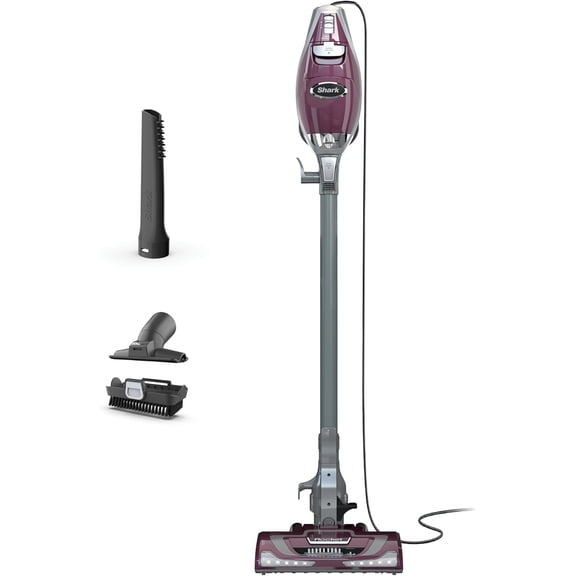 HV322 Rocket Pet Plus Corded Stick Vacuum with LED Headlights, XL Dust Cup, Lightweight, Perfect for Hair Pickup, Converts to a Hand Vacuum, (2) Attachments, Bordeaux/Silver