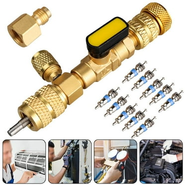 HVAC AC Valve Core Remover Dual Size 1/4\" & 5/16\" Port Installer Tool Auto Air Condition Refrigeration Tools 11PCS