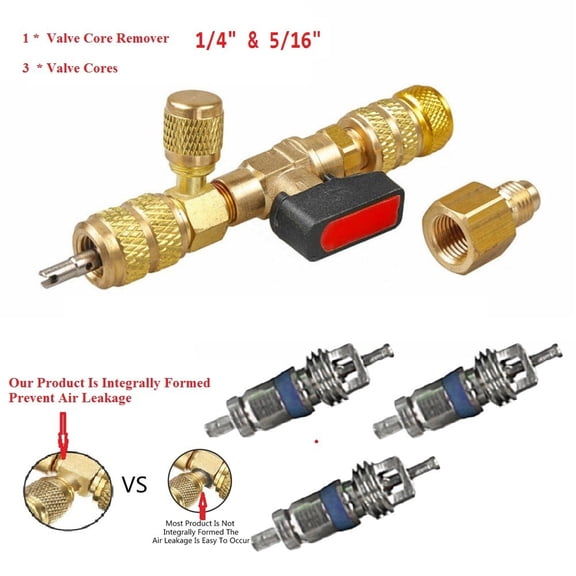 HVAC AC Valve Core Remover Dual Size 1/4" & 5/16" Port Installer Tool Auto Air Condition Refrigeration Tools
