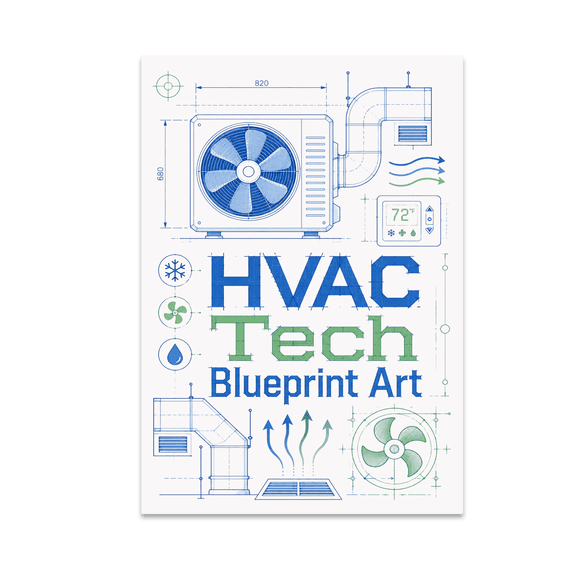 HVAC Blueprint Wall Art - HVAC Enthusiast - 13x19 Poster Print