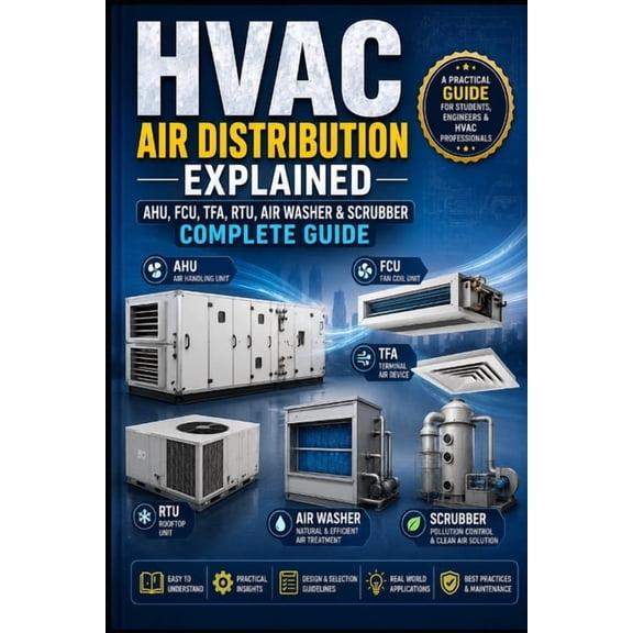 HVAC Books in English HVAC Air Distribution Explained: AHU, FCU, TFA, RTU, Air Washer & Scrubber Complete Guide, Book 1, (Paperback)
