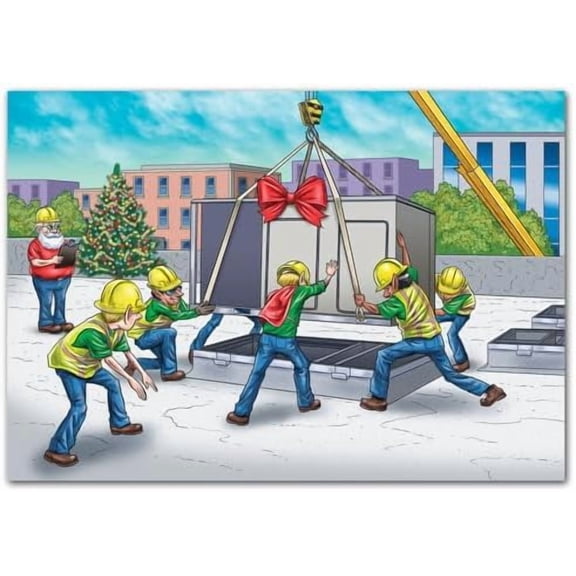 HVAC Christmas Cards  50-Pack Bulk Company Holiday Cards for Heating & Air Contractors, Trade and Union Service Technicians and Businesses, Commercial Unit Install Design
