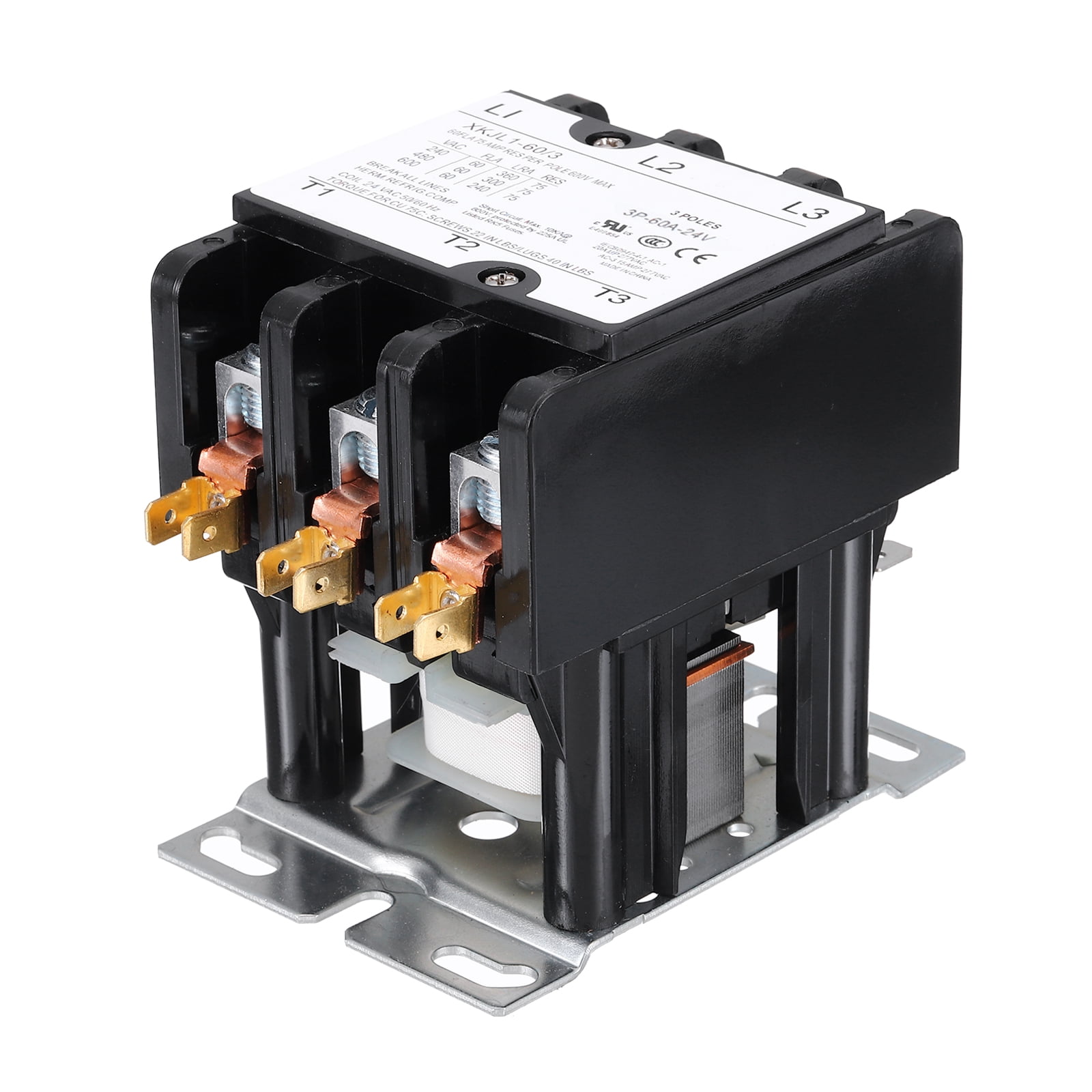 HVAC Contactor, 3 Pole FLA 60 Amps 24V Coil Air Conditioner Contactor ...