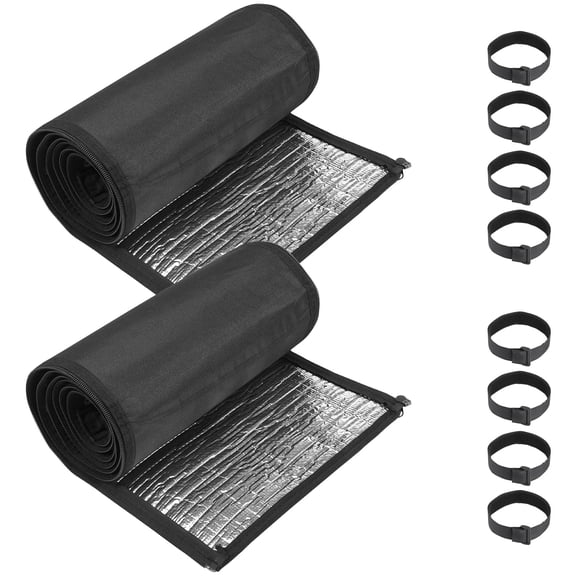 HVAC Copper Pipe Insulation Cover 3 Layer Weather Resistant AC Line Sleeve Zipper 2 Pcs (black )