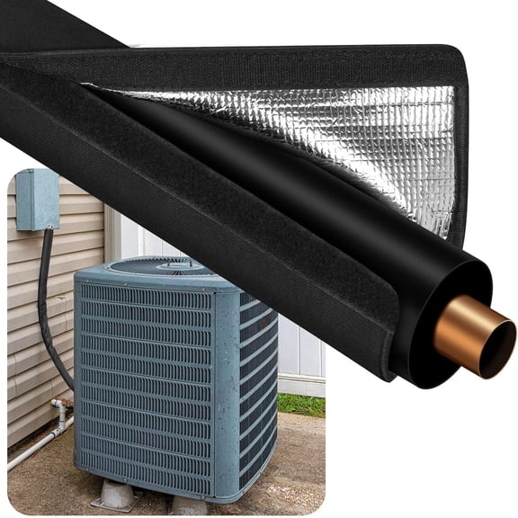 HVAC Copper Pipe Insulation Cover - 600D Oxford Outdoor Mini Split AC Line Protector Sleeve, Foam Tube Protector Wrap for Central Air Conditioner & Heat Pump, 72''x10.2'' Black