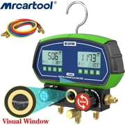 Mrcartool Digital Manifold Gauge Set, HVAC Leak Tester with Vacuum & Dual Temp/Pressure, 90 Refrigerants, Plastic