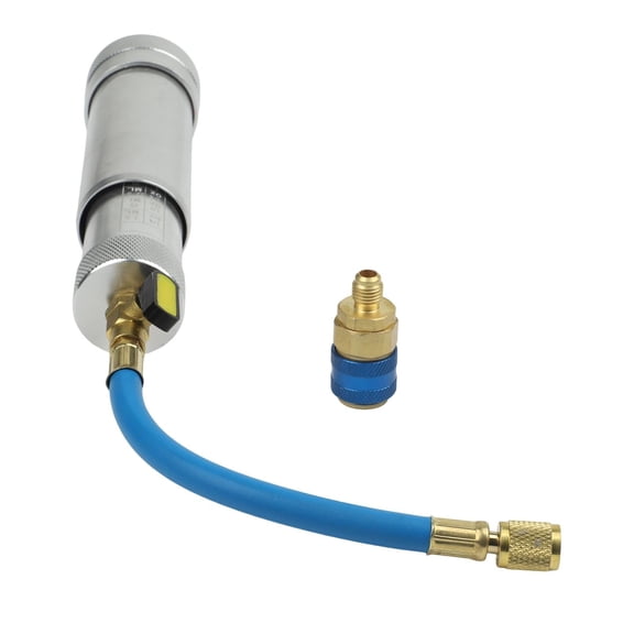 HVAC Dye Oil Injector with 1/4" SAE Connector for R134A, for R1234YF, R22, R12 - Aluminum Alloy AC Oil Injection Kit for Automotive and Home Air Conditioning Systems