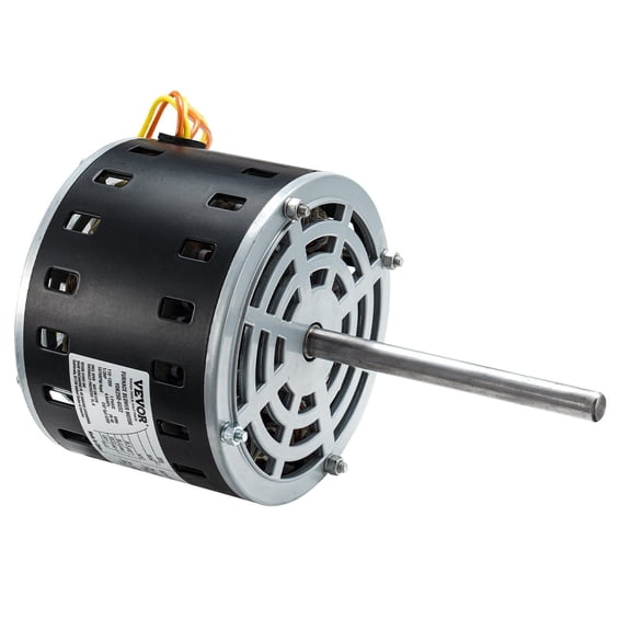 HVAC Furnace Blower Motor 1/3 HP 120V 4.4Amps 1075 RPM 4-Speed Reversible Rotation, 48 Frame 5.2 Inch Shaft, Includes 5F/370V Capacitor and 11 Inch Mounting Hoop