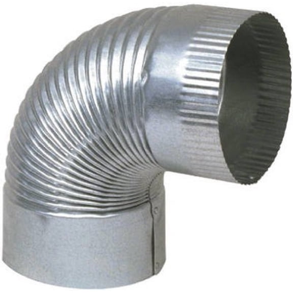 HVAC Furnace Elbow, Corrugated Galvanized, 30 Gauge, 6-In.