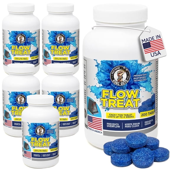 HVAC GUYS Flow Treat Tabs - 1200 Tablets | AC Drain Line Cleaner | Prevents Odors, Keeps HVAC Drain Pan Clean, Prevents Overflow | One Tablet Lasts up to 4 Weeks
